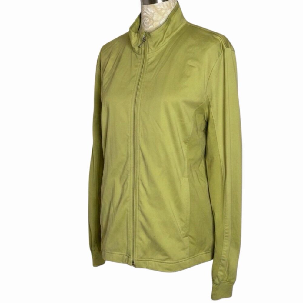 Izod Zip Front Jacket Womens Pockets Long Sleeve Green M